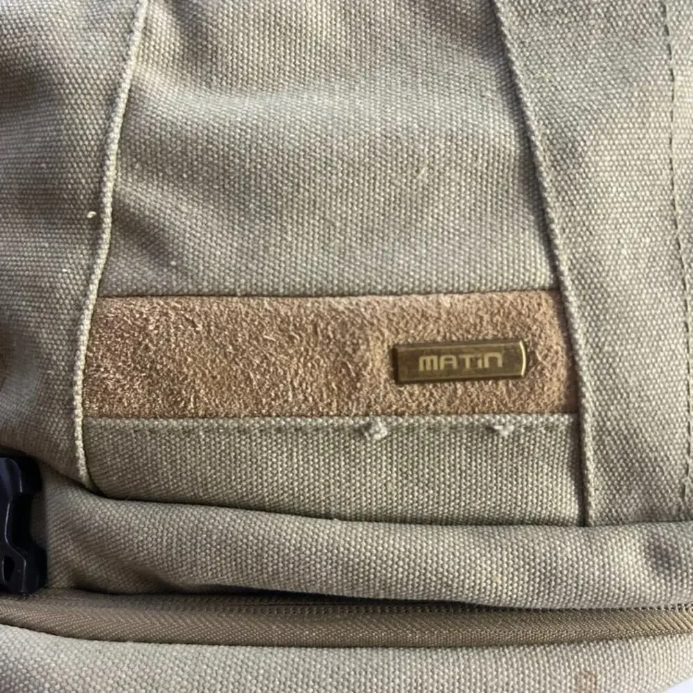 Matin Canvas Tan Camera Backpack Padded Inside Pockets Adjustable Straps